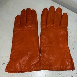 Vintage Shalimar made in Italy orange leather ladies driving gloves size 7.5